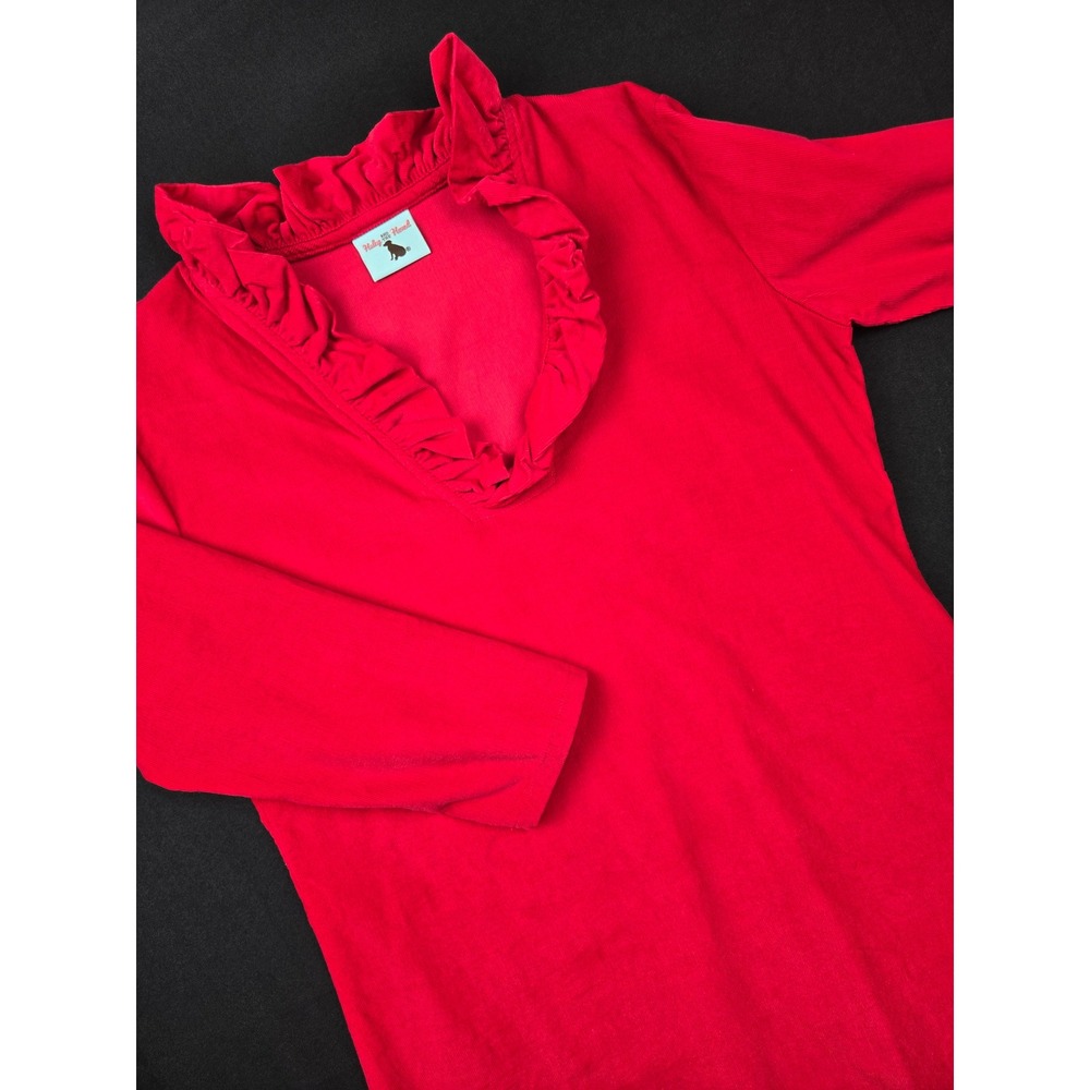 Haley‎ and the Hound Women's Ruffle VNeck Long Sleeve Knit Top Red S Made in USA